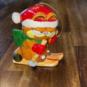 Vintage Garfield Christmas Skiing Ornament